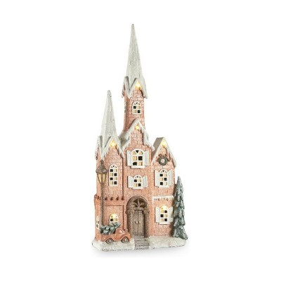 Décorations de Noël Krist+ CC2187107 Blanc Marron Vert Rose Maison Noël 20 x 125 x 55 cm Lumière LED Musique