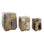 Set of decorative boxes DKD Home Decor White Black Grey Natural Bamboo Boho (3 Pieces)