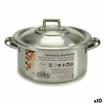 Casserole with lid Kinvara 100002 Silver Ø 14 cm 1 L (10 Units)