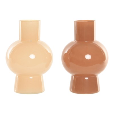 Vase Home ESPRIT Cream Terracotta Crystal 15 x 15 x 24 cm (2 Units)