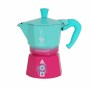 Italian Coffee Pot Bialetti Blue Pink Aluminium Thermoplastic 3 Cups