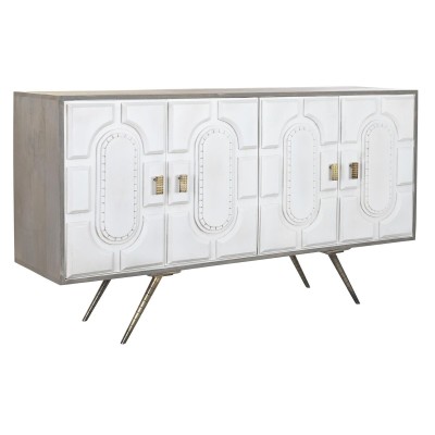 Buffet DKD Home Decor Blanc Gris Doré Métal Bois de manguier 152 x 43 x 84 cm