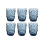 Set of glasses Home ESPRIT Blue Crystal Mediterranean With relief 290 ml (6 Units)