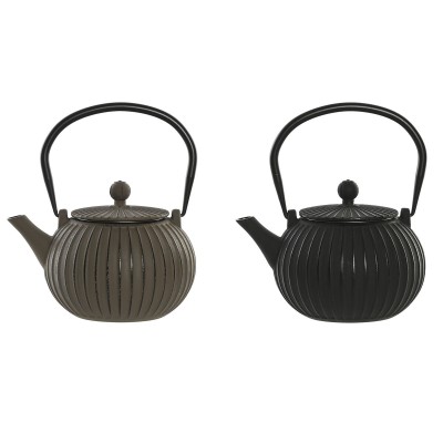 Teapot Home ESPRIT Black Beige Stainless steel Iron 1 L (2 Units)
