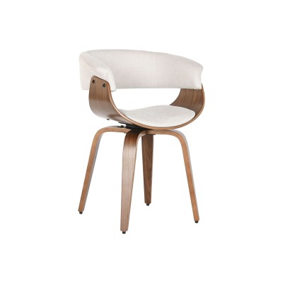 Chaise de Salle à Manger Home ESPRIT Marron Beige Polyester Noyer Polyuréthane 61 x 46 x 78 cm