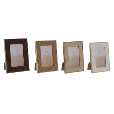 Photo frame Home ESPRIT Brown Beige Velvet Crystal Modern (4 Units)