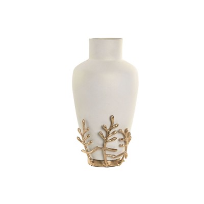 Vase Home ESPRIT Blanc Doré Aluminium Moderne 16 x 16 x 31 cm