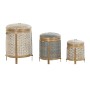 Set of decorative boxes DKD Home Decor White Grey Natural Bamboo Boho Worn