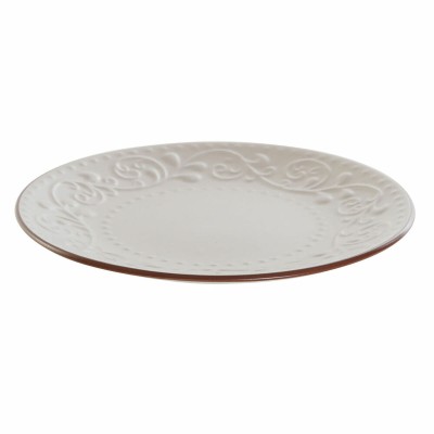 Flat plate DKD Home Decor Beige Brown Stoneware (21 x 21 x 2.5 cm)