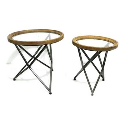 Set of 2 tables DKD Home Decor Black Natural 65 x 65 x 63 cm