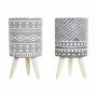 Planter DKD Home Decor Grey Cement White Pinewood Boho (14,3 x 14,3 x 26,2 cm) (2 Units)