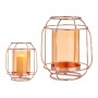 Candleholder Gift Decor SW120663C Copper Amber Metal Glass 19 x 20 x 19 cm Lantern