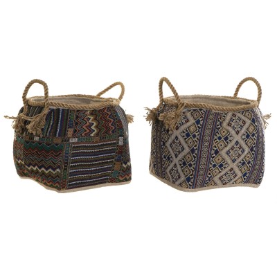 Panier DKD Home Decor Multicouleur Fibre naturelle Boho 30 x 30 x 30 cm 2 Pièces (2 Unités)