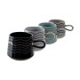 Tasse mug DKD Home Decor Noir Gris Bleu Rose Grès Moderne (400 ml) (4 Unités)