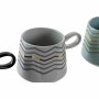 Tasse mug DKD Home Decor Noir Gris Bleu Rose Grès Moderne (400 ml) (4 Unités)
