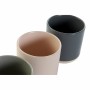 Tasse mug DKD Home Decor Rose clair Gris foncé Gris clair Grès (350 ml) (4 Unités)
