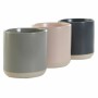 Tasse mug DKD Home Decor Rose clair Gris foncé Gris clair Grès (350 ml) (4 Unités)