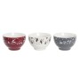 Set de Bols DKD Home Decor Blanc Rouge Gris Porcelaine 500 ml 13 x 13 x 8 cm (3 Unités)