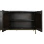Sideboard DKD Home Decor Black Golden Dark brown Metal Acacia 160 x 40 x 90 cm