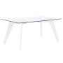 Dining Table DKD Home Decor White Transparent Crystal MDF Wood 160 x 90 x 75 cm