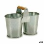 Planter Ibergarden D60088-B Brown Silver Wood Zinc Double 20 x 15 x 10,2 cm (24 Units)