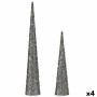 Décorations de Noël Krist+ 193YYX38-MNCA-1 Argenté Argent Cônes 9,5 x 60 x 9,5 cm Paillettes (4 Unités)