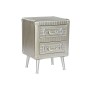 Nightstand Home ESPRIT Silver Metal MDF Wood 46 x 39 x 63 cm