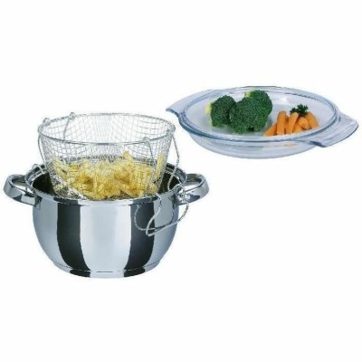 Poêle à frire avec panier GSW Acier inoxydable Ø 22 cm Argenté