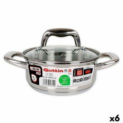 Casserole Quttin 139494 Ø 16 x 7 cm With lid Steel (6 Units)