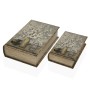 Boîte Décorative Versa Livre Fleurs Toile Bois MDF 7 x 27 x 18 cm