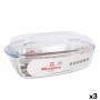 Casserole with lid Quttin   Transparent Glass 6,7 l 37 x 22 x 14,1 cm (3 Units)
