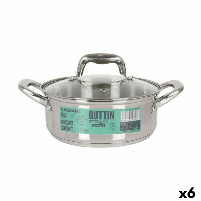 Casserole avec Couvercle en Verre Quttin Caesar ø 20 x 8 cm Acier (6 Unités)