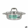 Casserole with glass lid Quttin Caesar ø 22 x 8 cm Steel (6 Units)