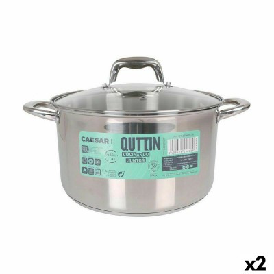 Casserole avec couvercle en verre Quttin Caesar Acier ø 26 x 15,5 cm (2 Unités)