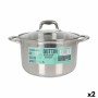 Casserole avec couvercle en verre Quttin Caesar Acier ø 26 x 15,5 cm (2 Unités)