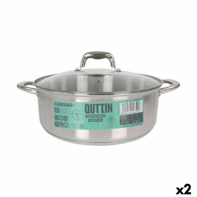 Casserole avec Couvercle en Verre Quttin Caesar ø 30 x 11,5 cm Acier (2 Unités)