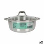 Casserole with glass lid Quttin Caesar ø 32 x 12,5 cm Steel (2 Units)