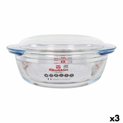 Casserole with lid Quttin Quttin Glass 2,2 + 0,8 L 26,5 x 23 x 11 cm (3 Units)