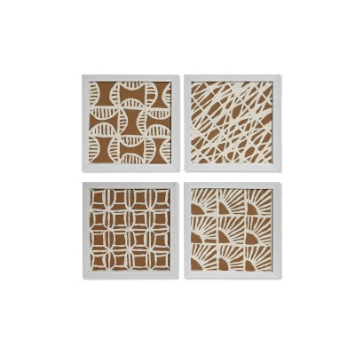 Jeu de 4 tableaux Home ESPRIT Papier Verre 22 x 2 x 22 cm