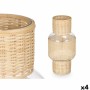 Bougeoir Gift Decor SG-29652 Transparent Naturel verre Rotin 18 x 38 x 18 cm (4 Unités)