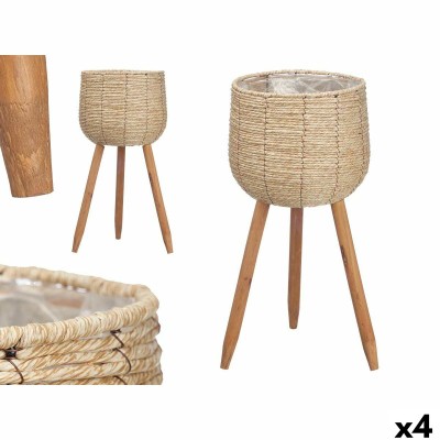 Planter with stand Ibergarden JH22607 L Brown Paper Plastic Natural Fibre 35 x 56 x 35 cm (4 Units)
