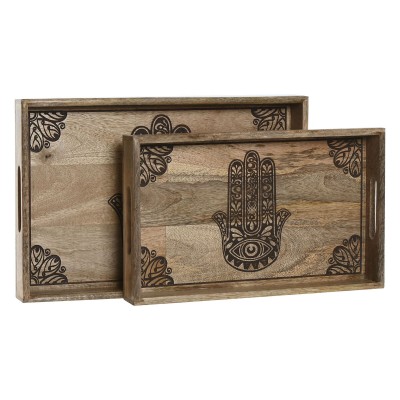 Set of trays Home ESPRIT Natural Mango wood 43,5 x 27 x 5,5 cm (2 Units)