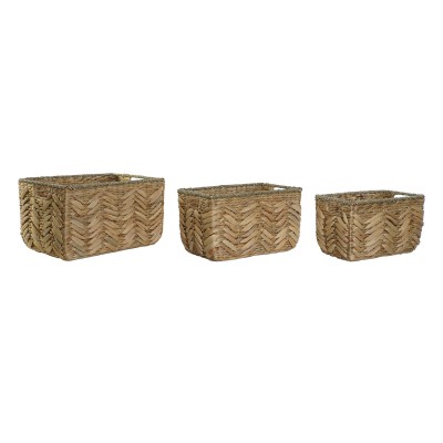 Basket set Home ESPRIT Natural Seagrass Natural Fibre Boho 44,5 x 32,5 x 27,5 cm 3 Pieces
