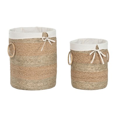 Set de basket Home ESPRIT Crème Naturel Herbier marin (2 Pièces)