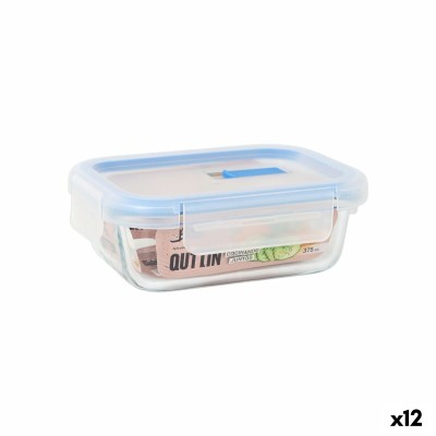 Hermetic Lunch Box Quttin Transparent Rectangular 375 ml (12 Units)