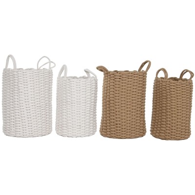 Basket set Home ESPRIT White Beige Rope 30 x 30 x 43 cm 2 Pieces (2 Units)