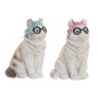Figurine Décorative Home ESPRIT Bleu Blanc Rose Chat 13,5 X 13 X 19,5 CM (2 Unités)