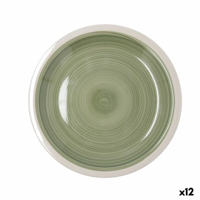 Flat Plate Quid Calypso Green Ceramic Ø 27 cm (12 Units)