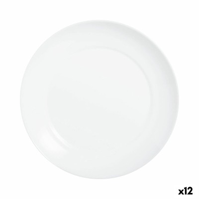 Flat Plate Luminarc Apy White Glass Ø 25 cm (12 Units)