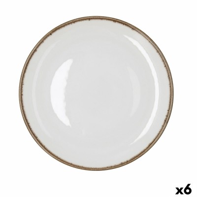 Flat Plate Bidasoa Orion Hydrozero White Ceramic Ø 27 cm (6 Units)